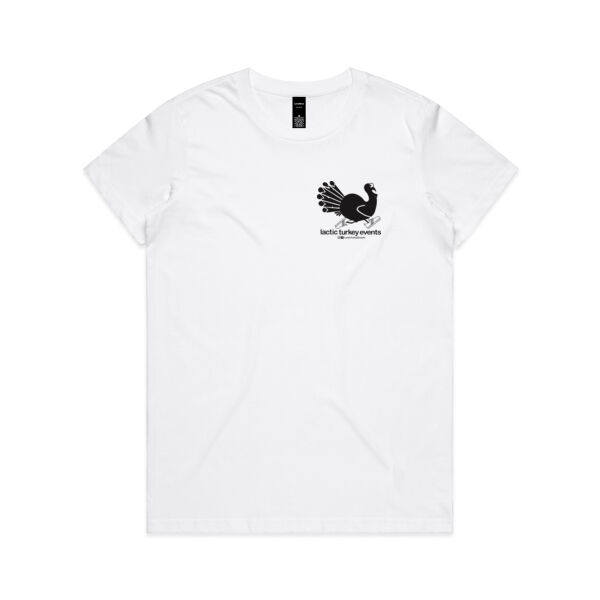 Lactic Turkey Logo - Small Black Print - Womens Maple Tee Thumbnail