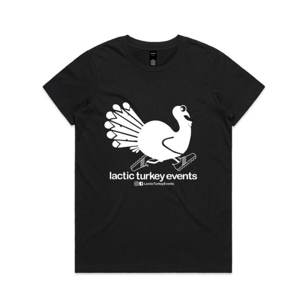 Lactic Turkey Logo - Large White Print - Womens Maple Tee Thumbnail
