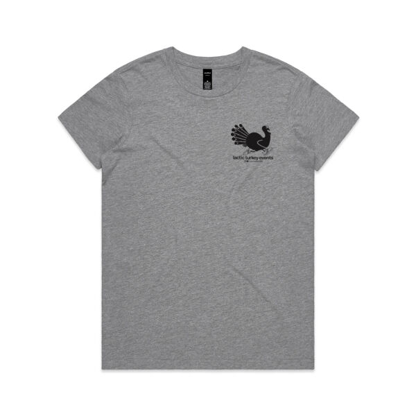 Lactic Turkey Logo - Front and Back Black Print  - Womens Maple Tee Thumbnail
