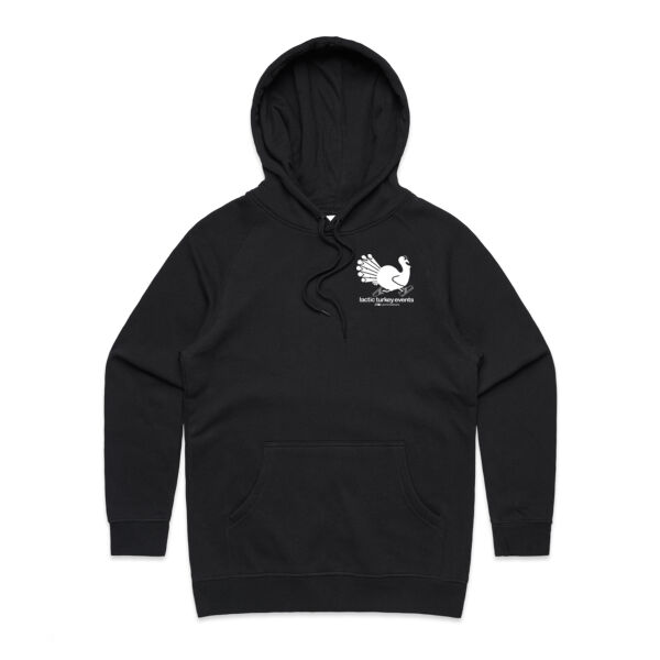 Lactic Turkey Logo - Front and Back White Print  - Womens Supply Hood Thumbnail