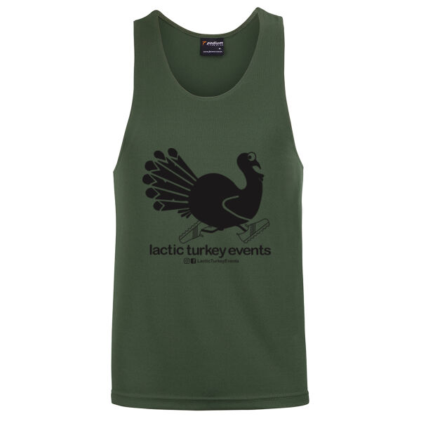 Lactic Turkey Logo - Black Print - Mens Poly Singlet Thumbnail