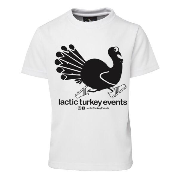 Lactic Turkey Logo - Black Print - Kids Poly Tee Thumbnail