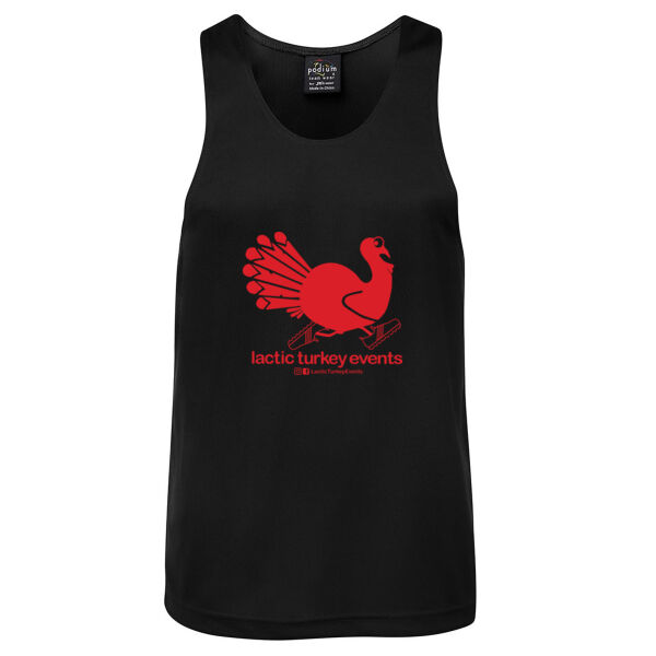 Lactic Turkey Logo - Red Print - Mens Poly Singlet Thumbnail