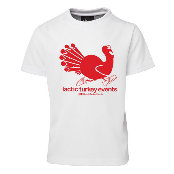 Lactic Turkey Logo - Red Print - Kids Poly Tee Thumbnail