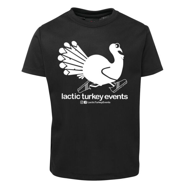 Lactic Turkey Logo - White Print - Mens Poly Tee Thumbnail