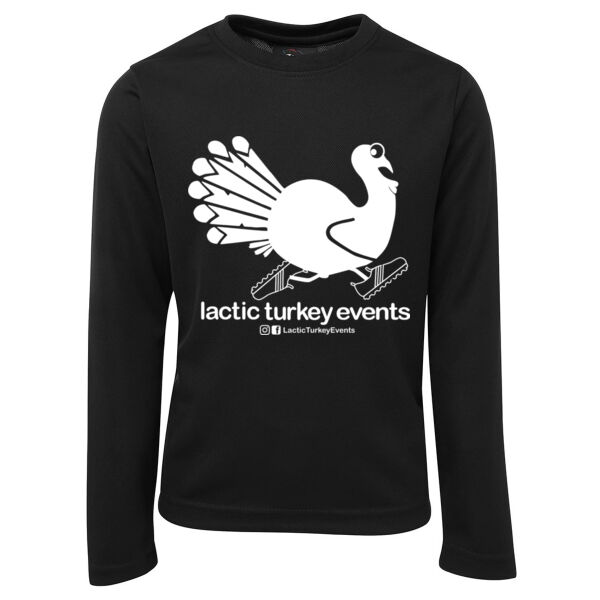 Lactic Turkey Logo - White Print - Long Sleeve Poly Tee Thumbnail